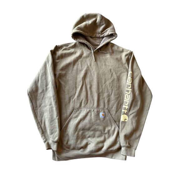 Carhartt Loose Fit L Tall Sage Green Hoodie Sweatshirt Sleeve Hit Logo - Picture 1 of 8